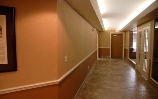 Orange & red colored hallway